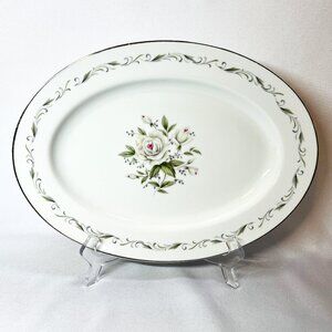 Diamond China Oval Serving Platter Romance Pink Floral Pattern 12 1/4" Japan